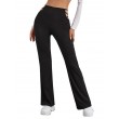 Women's Low Waist flared leggings Hollowed Out Cross Ladder Bootcut Flare Pants punk style Stretch Yoga Pants Black