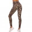 Women's High Waisted perforated leggings Cutout Ripped Leopard Print Tight Stretch Yoga Pants Coffee