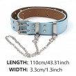 Womens Double Grommets Leather Jeans Belt Punk Studded Belt Rock Belt blue