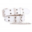 Womens Double Grommets Leather Jeans Belt Punk Studded Belt Rock Belt white