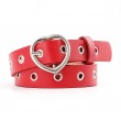 Womens Grommets Leather Jeans Belt Goth Punk Rock Waist Belt Red