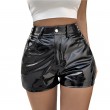 Libairo Women's PU Leather Shorts High Waisted glossy Straight Leg Stretchy Skinny Sexy Hot Pants Casual Shorts Blackdull