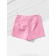 Libairo Women's PU Leather Shorts High Waisted Straight Leg Stretchy Skinny Sexy Hot Pants  Pink Casual Shorts