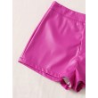 Libairo Women's Faux Leather High Waisted glossy Straight Leg Skinny Shorts Sexy Hot Pants Casual Shorts Rosered