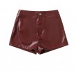 Libairo Women's Faux Leather High Waisted glossy Straight Leg Skinny Shorts Sexy Hot Pants Casual Shorts Maroon