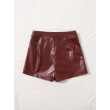 Libairo Women's Faux Leather High Waisted glossy Straight Leg Skinny Shorts Sexy Hot Pants Casual Shorts Maroon